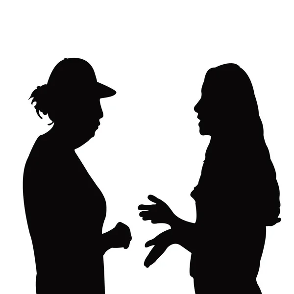 Dos Mujeres Haciendo Chat Silueta Vector — Vector de stock