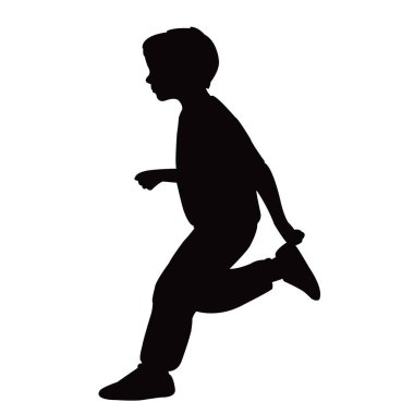 Vücut silueti vektörünü çalıştıran bir çocuk