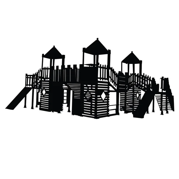Playground Parque Silhueta Vetor —  Vetores de Stock