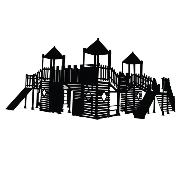 Speeltuin Bij Park Silhouette Vector — Stockvector