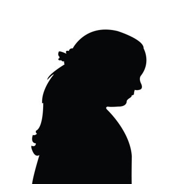 bir kız baş siluet vektörü