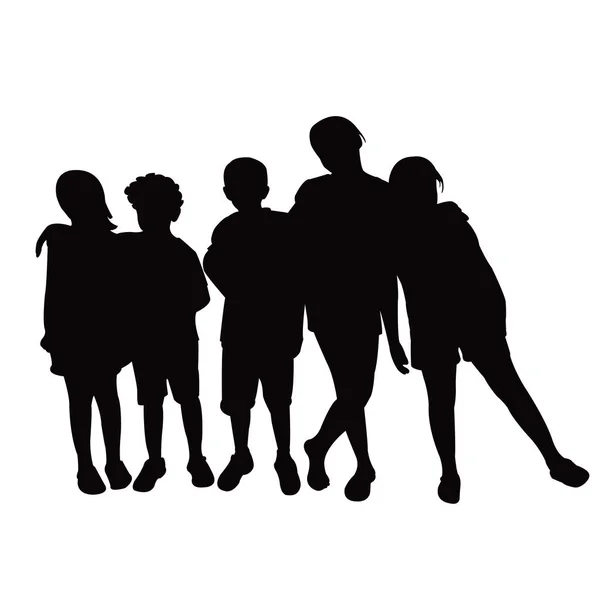 Children Together Silhouette Vector — Stock Vector