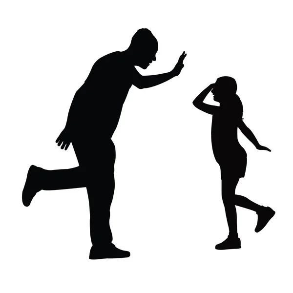 Father Daughter Playing Together Silhouette Vector — Stock Vector