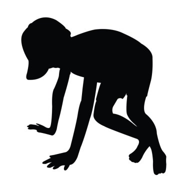 Bir çocuk düşmek üzere, siluet vektörü.