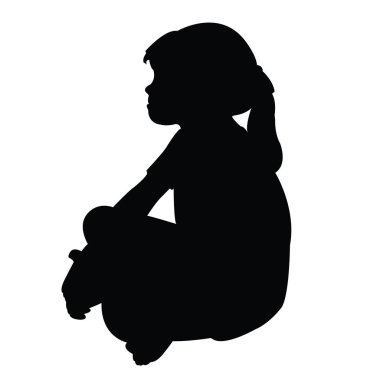 vücut siluet vektör oturan bir kız