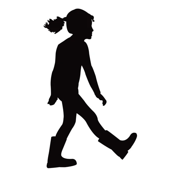 Una Chica Caminando Cuerpo Silueta Vector — Vector de stock