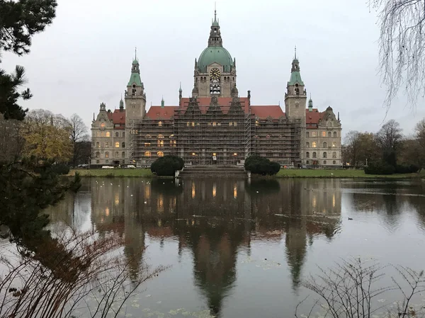Neues Rathaus Ανασυγκρότησης Νέα Πόλη City Hall Στο Αννόβερο Γερμανία — Φωτογραφία Αρχείου