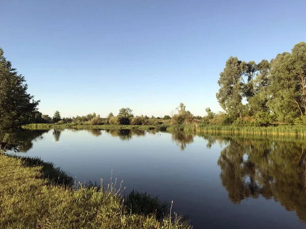 Zomer Landschap Met Rivier Teteriv Oekraïne — Stockfoto