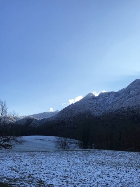 Bavyera Alpleri, Berchtesgaden, Almanya 'da güzel kış manzarası