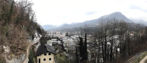 Panoramik şehir Berchtesgaden, Bavyera, Almanya'nın üzerinde