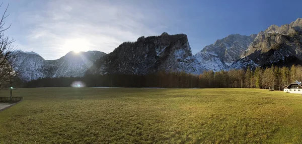 Vue Panoramique Des Montagnes Enneigées Dans Les Nuages Forêt Schonau — Photo