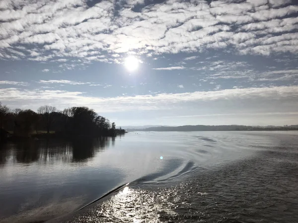 Chiemsee Gölü Günbatımı Bavyera Almanya — Stok fotoğraf