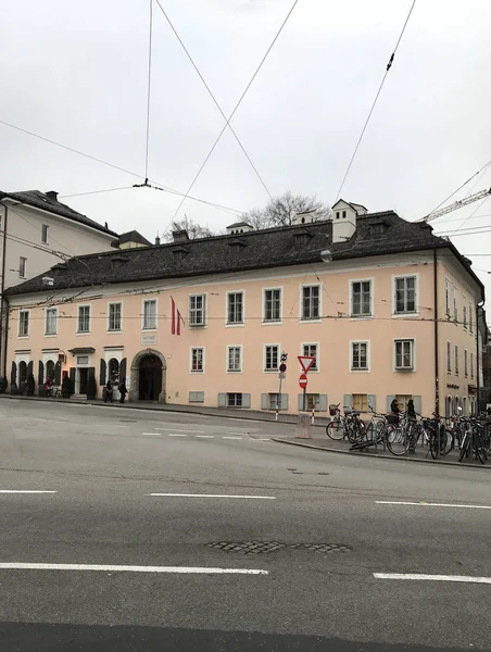 Casa Residencial Del Famoso Compositor Wolfgang Amadeus Mozart Salzburgo Austria — Foto de Stock