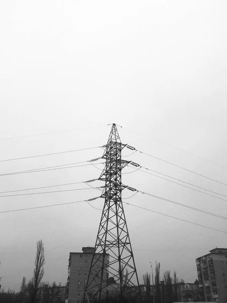 Torre Alto Voltaje Línea Eléctrica — Foto de Stock