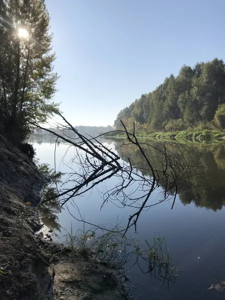 Paisaje Verano Con Río Teteriv Ucrania — Foto de Stock