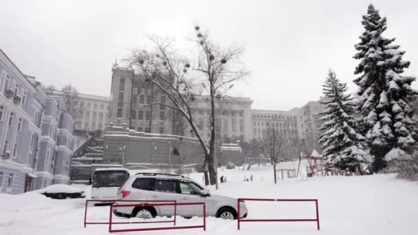 Gebäude Der Präsidialverwaltung Der Ukraine Kyiw Winter — Stockvideo