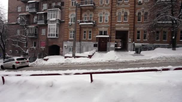 Улица Лютеранская Киеве Зимой Украина — стоковое видео
