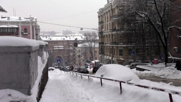 Luteranska Street Kijowie Zimie Ukraina — Wideo stockowe