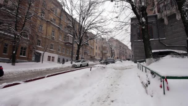 Улица Лютеранская Киеве Зимой Украина — стоковое видео