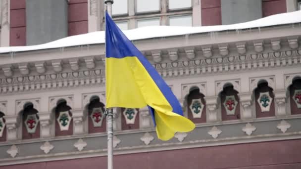 National Bank Ukraine Vintertid Kiev — Stockvideo