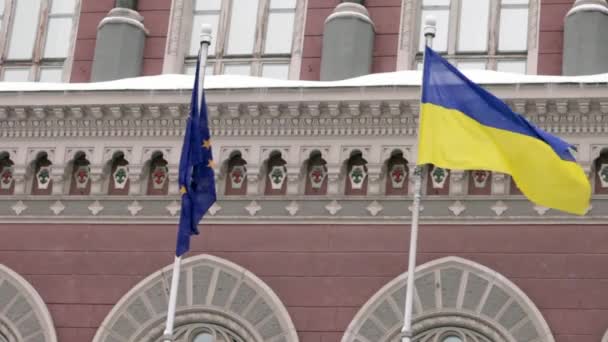 National Bank Ukraine Vintertid Kiev — Stockvideo