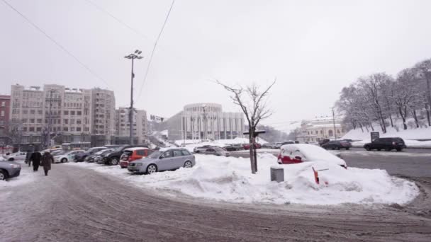 Европейская Площадь Зимой Киев Украина — стоковое видео