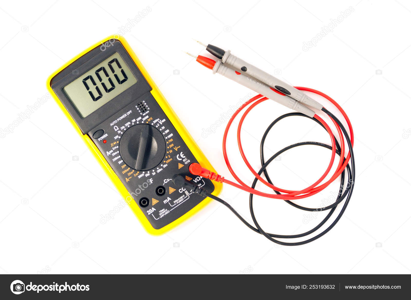 Digital Multimeter Red Black Probe Display Indicating Zero Isolated