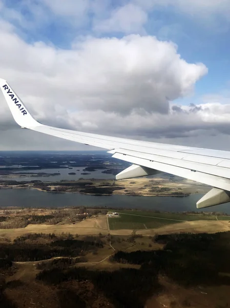 Vista Desde Ventana Del Avión Boeing 737 800 Ryanair Suecia — Foto de Stock