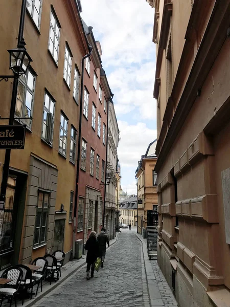 Улица Gamla Stan Old Town Stockholm Sweden — стоковое фото