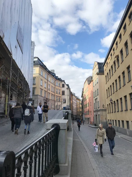 Widok Ulicy Historycznym Centrum Sztokholmu Szwecja Zdjęcie Stockowe — Zdjęcie stockowe