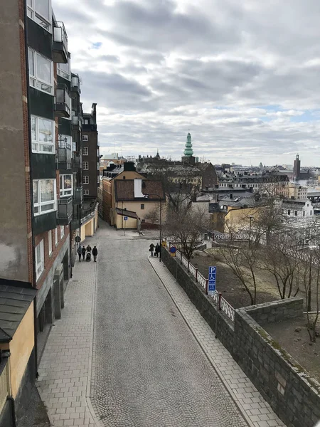 Uitzicht Straat Het Historische Centrum Van Stockholm Zweden Stock Image — Stockfoto