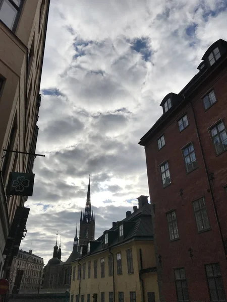 Uitzicht Straat Het Historische Centrum Van Stockholm Zweden Stock Image — Stockfoto