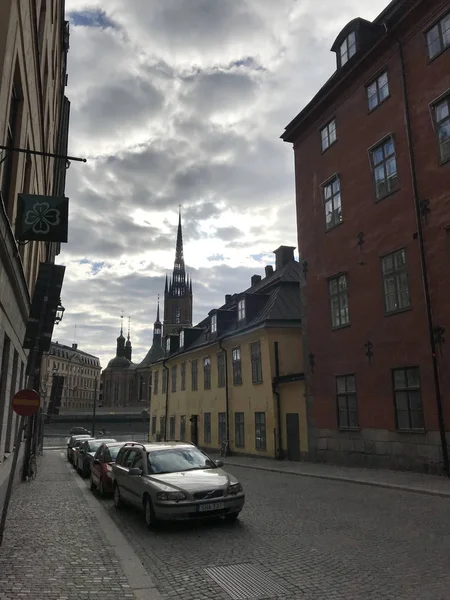 Θέα Στο Δρόμο Στο Ιστορικό Κέντρο Της Στοκχόλμης Σουηδία Εικόνα — Φωτογραφία Αρχείου