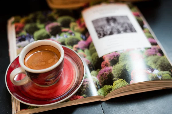 Zwarte Koffie Ochtend Koffie Theevoorzieningen — Stockfoto