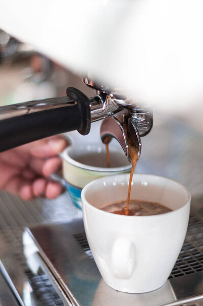 black coffee morning on coffee maker
