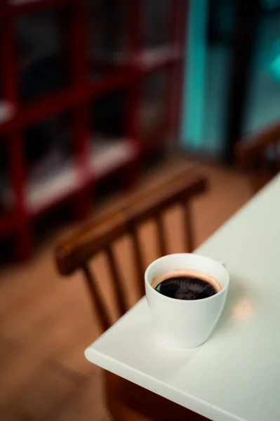 Czarna Kawa Rano Ekspres Kawy — Zdjęcie stockowe