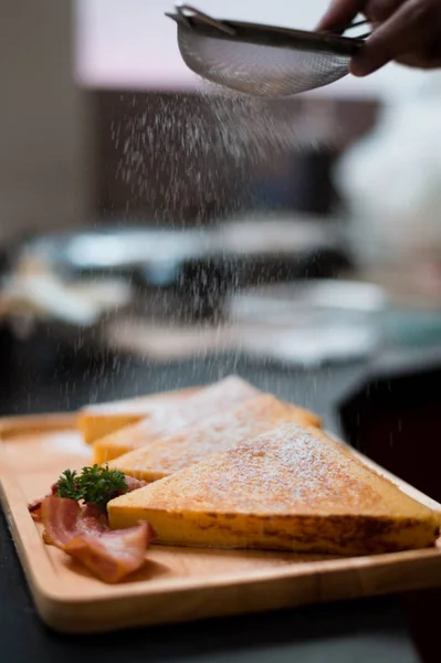 Délicieux Petit Déjeuner Maison Pain Perdu Rendre Heureux Jour — Photo