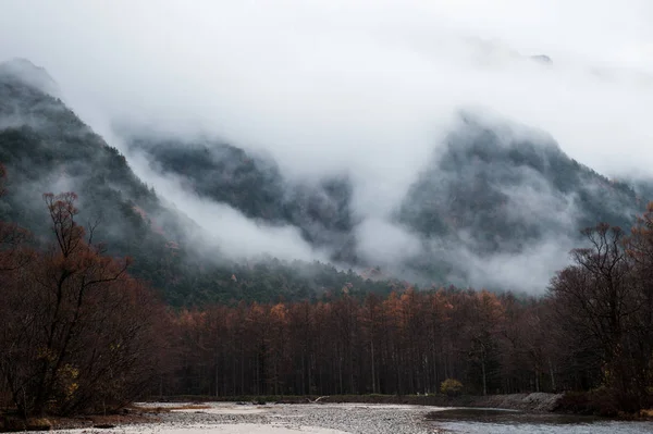 büyük sonbahar sezonu renkli yaprak ve güzel peyzaj kamikochi, Japonya