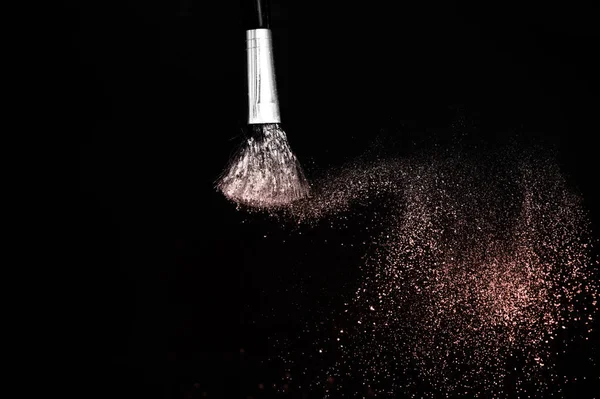 Color of the year, powder splash and brush for makeup artist or — Stock Photo, Image