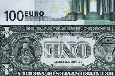 soyut banknot parçası bir dolar ve 100 Euro için finansal arka plan veya duvar kağıdı için