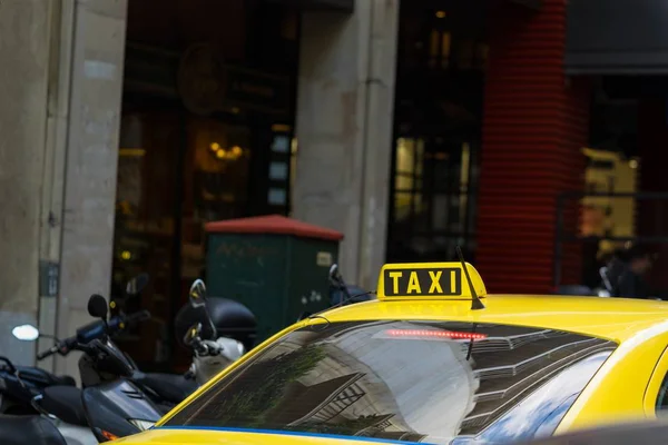 Fragment Eines Gelben Taxis Mit Dem Schild Oder Mit Einer — Stockfoto