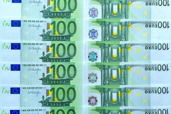 Para Döviz Alım Veya Yüz Euro Closeup Banknotların Arka Plan — Stok fotoğraf