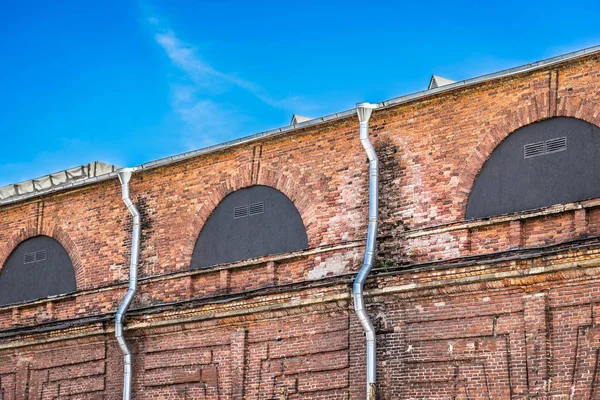 Wall Old Brick Structure Building Pipes Spillway — Stock Photo, Image