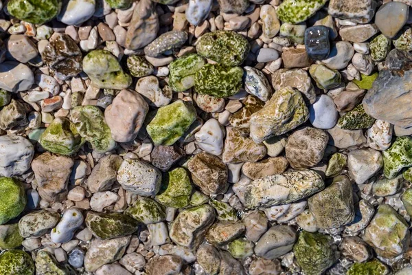 Abstrakte Kieselsteine Steinige Textur Nahaufnahme Für Einen Hintergrund Oder Für — Stockfoto