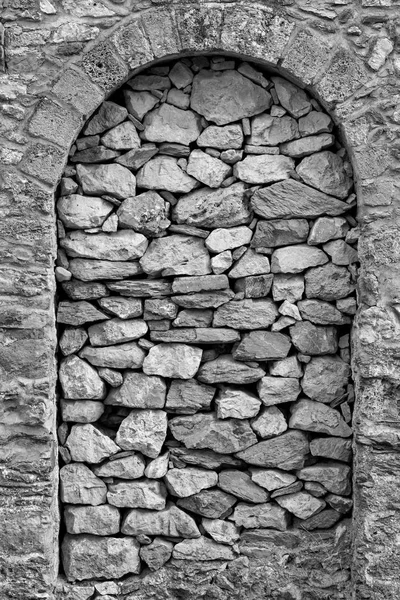 Древний Камень Старая Стена Аркой Нише Крупным Планом Фона Обоев — стоковое фото