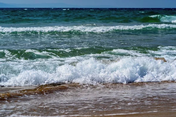 Mare Paesaggio Costiero Surf Con Onda Schiuma Bianca — Foto Stock