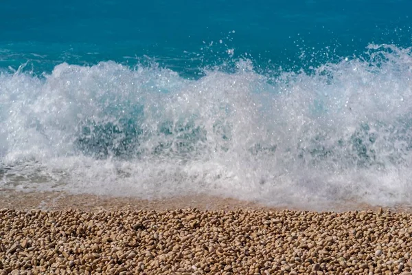 Bela Paisagem Mar Surf Com Uma Onda Espuma Para Fundo — Fotografia de Stock