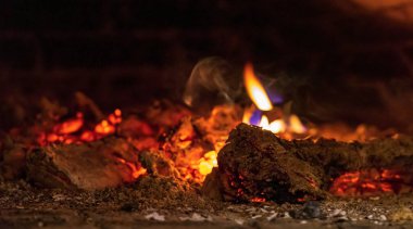 bir şömine veya ev fırınında yangın soyut doku