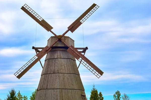 one old big wooden windmill