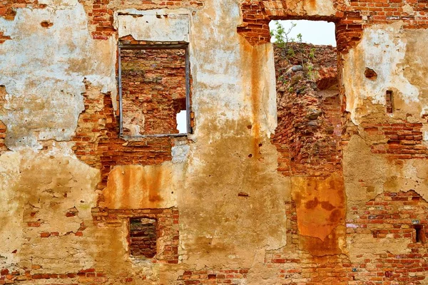 Brick walls of ruins closeup